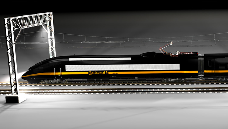 The Continental glass train shows our product range for rail vehicles